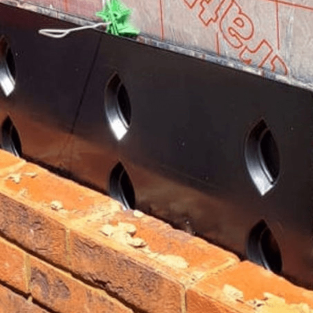 Brick traditional Masonry construction, against the SureCav BBA approved, cavity spacer, rainscreen system used with a partial fill insulation cavity.